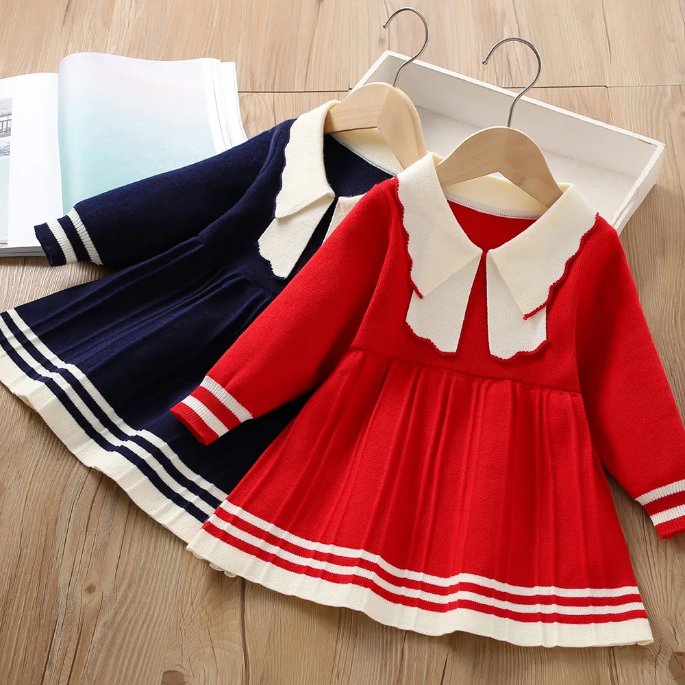 

Girls Knitted Dresses Autumn Winter Children Woolen Princess Formal Dress For Baby Sweaters Clothes Kids Party Costume 5 6 Years