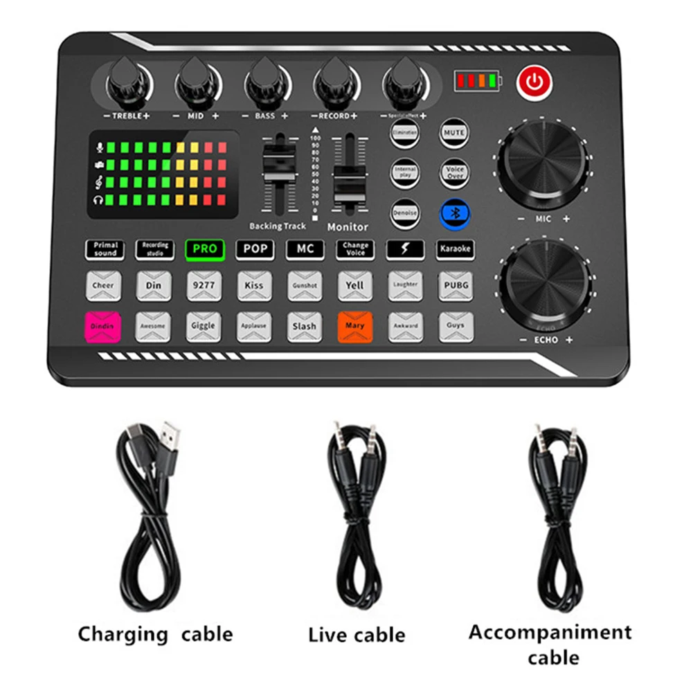 

Live Sound Card Mixer -compatible Desktop Accessories Noise Cancelling Professional Home Party Adapter With LED Light