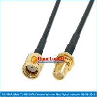 rp sma rpsma male to rp sma rp sma female washer o ring bulkhead mount nut pigtail jumper rg 58 rg58 3d fb extend cable 50 ohm