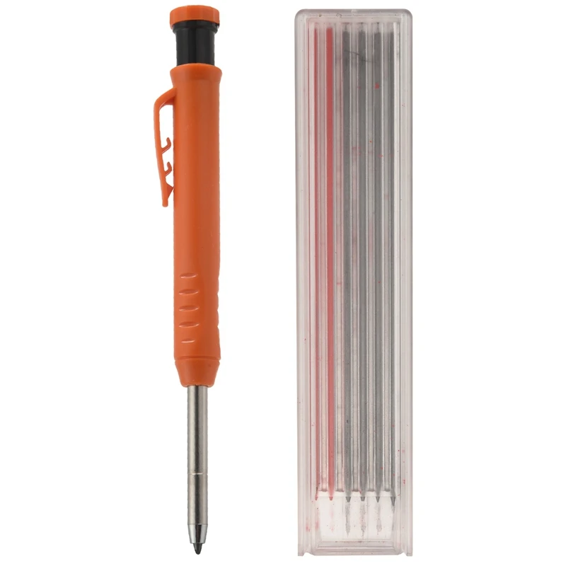 

Solid Woodworking Pencil Set, With 6 Refills, Built-In Sharpener, Deep Hole Mechanical Pencil Marking Tool