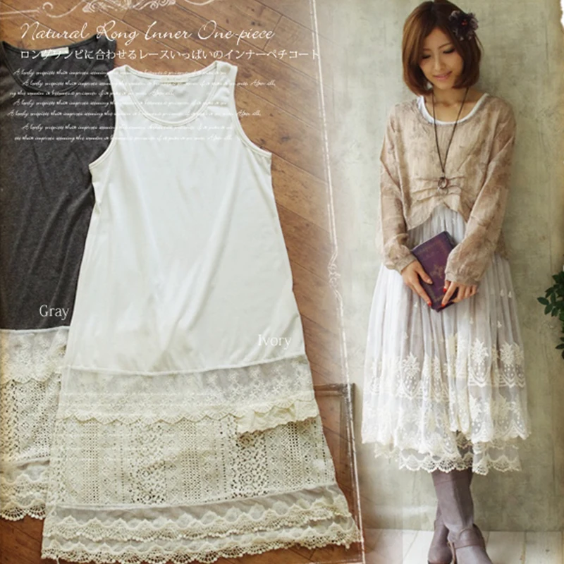 Японское милое кружевное платье в стиле девушки Мори многослойное хлопковое