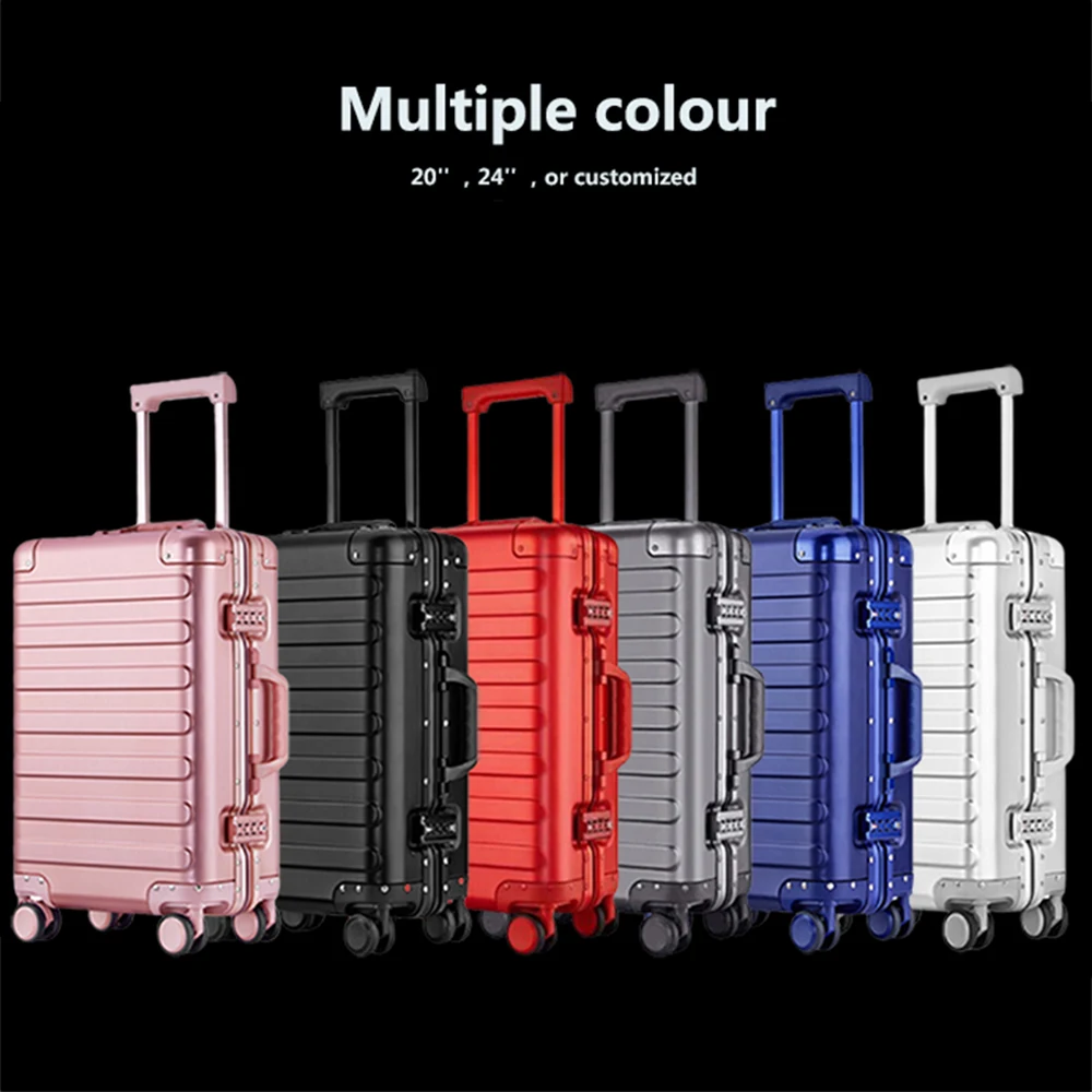 Anti-Theft Large-Capacity Durable TSA Lock Full Aluminum Trolley Case Suitcase Travel Luggage Set for Outdoors images - 6