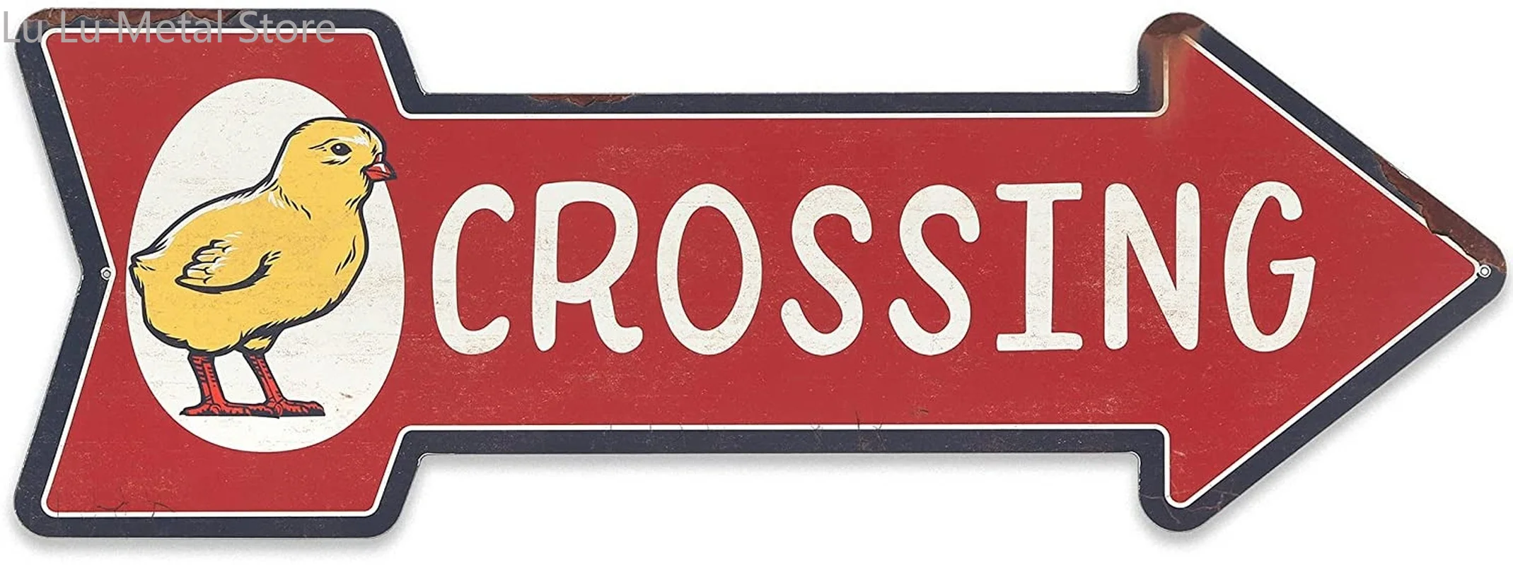 

Open Road Brands Chicken Crossing Arrow Metal Wall Art Vintage Chicken Crossing Sign for Chicken Coop, Kitchen, or Dining Room