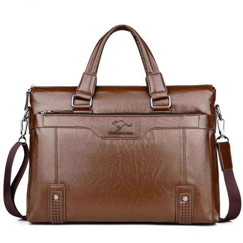 2022 Men's Briefcase Bag Business Genuine Leather Zipper Document Bags Porte-documents Luxury Man Bag Travel Suitcase Wallet