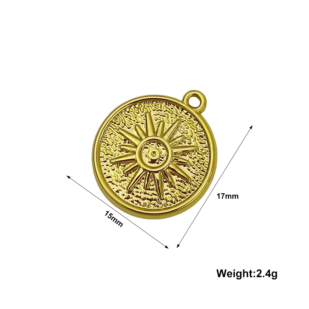 

15x17mm 3pcs/Lot Stainless Steel Round Sun Pendant For DIY Necklace Bracelet Earring Charms Jewelry Handmade Accessories