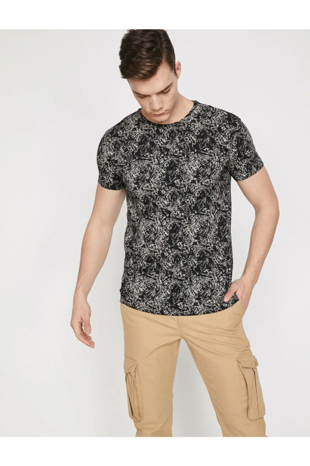 Koton мужской черный Велосипедный спорт средства ухода за кожей шеи футболка с