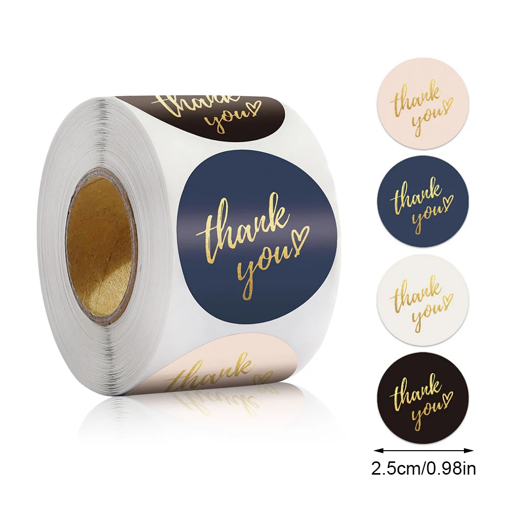 

500 Pieces Roll Labels DIY Packaging Craft Stickers Thank You Self-Adhesive Decoration Tapes For Gift Bag Envelope Sticker