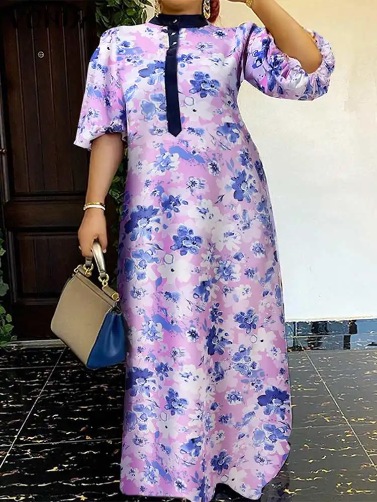 

Vintage Printed Sundress Summer Bohemian Party Maxi Long Dress VONDA Beach Long Robe Femme Vestidos Casual Oversized Dresses