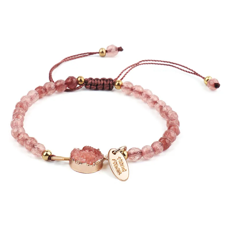 

2023 New Jewelry 4MM Section Pink Stone Bracelet Hand-woven Stone Bracelet Creative Bracelet Accessories Charm Bracelet