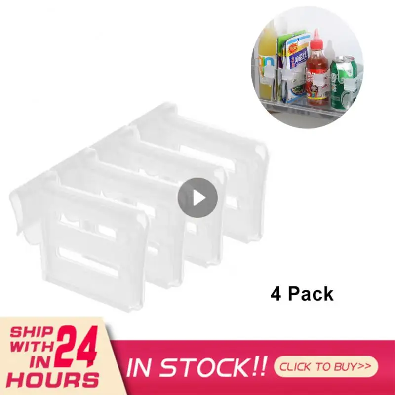 

4pcs Refrigerator Separator Retractable Plastic Divider Storage Splint For Kitchen DIY Bottle Can Shelf Organizer Divider