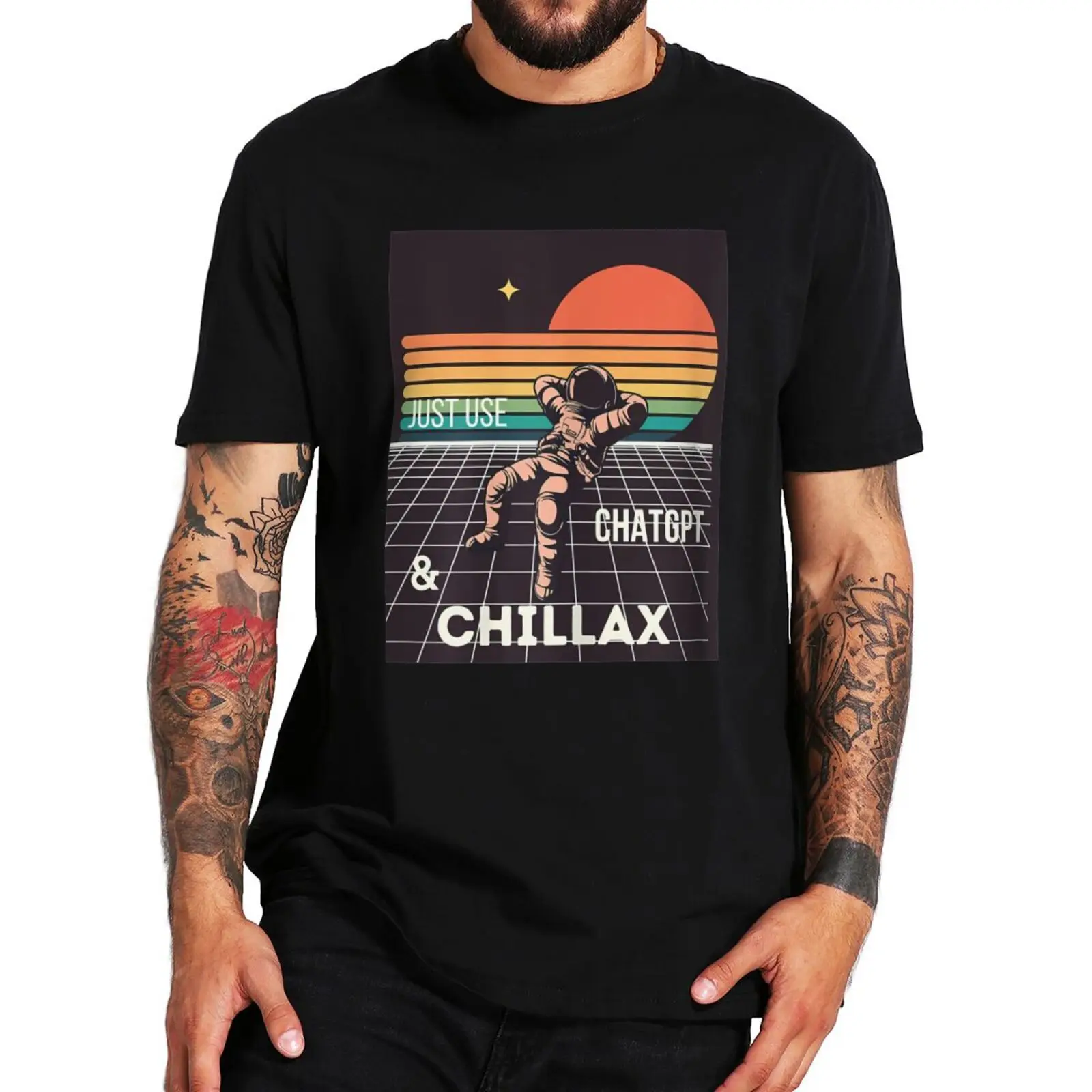 

Just Use ChatGPT T Shirt Retro Astronaut Funny Computer Science Geek Tops100% Cotton Unisex Casual Soft T-shirt EU Size