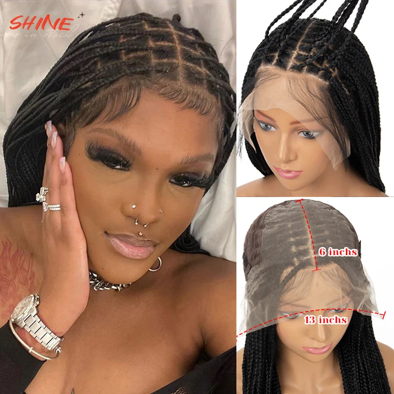 13x6 Lace Box Knotless Braids Wig Straight Braids Lace Frontal Wigs For Woman Cosplay Halloween Synthetic Lace Frontal Wig