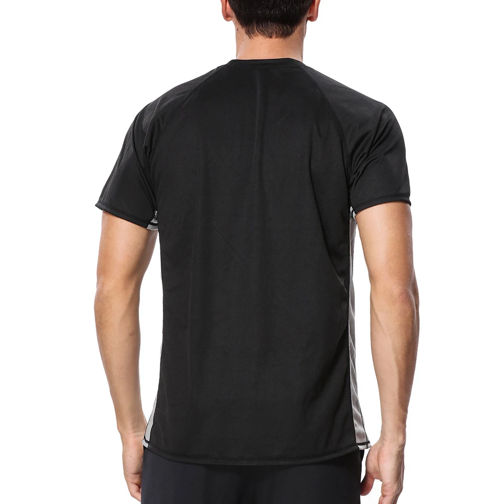 2022 Men's Solid Color Split Short Sleeve Surf Tops UV Protection Beach Swimwear Quick Dry Water Sports Snorkeling Surfwear Tops