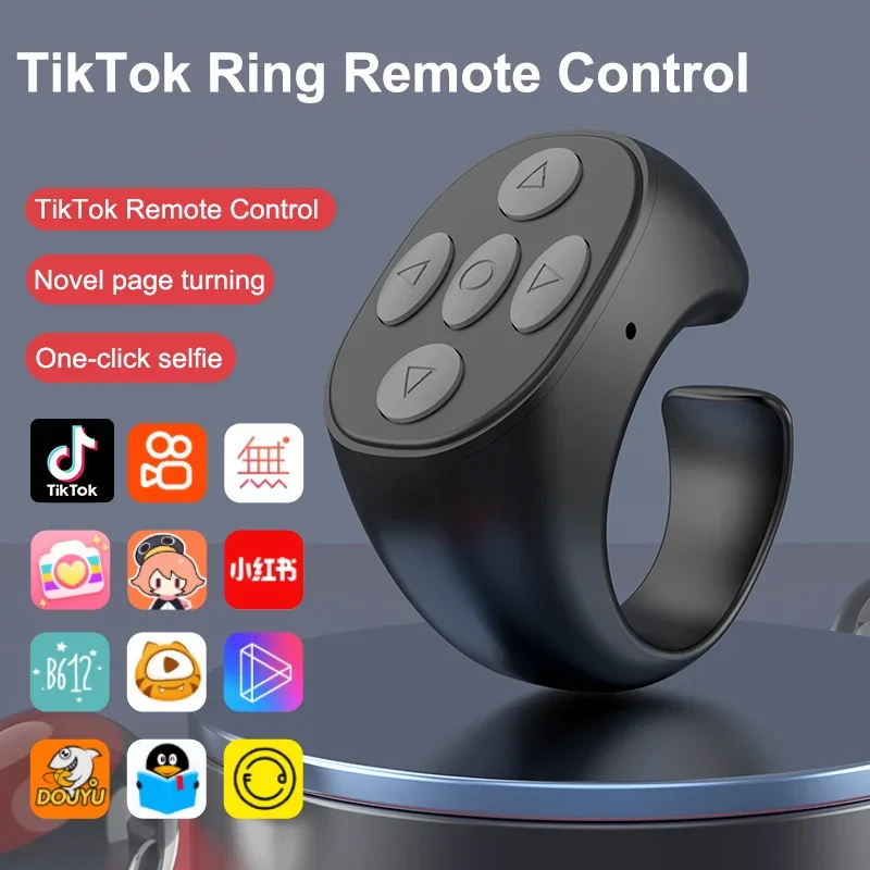2024 New Wireless Bluetooth Mobile Selfie Lazy Artifac Photo Turn Page Controller Tiktok Remote Control Ring