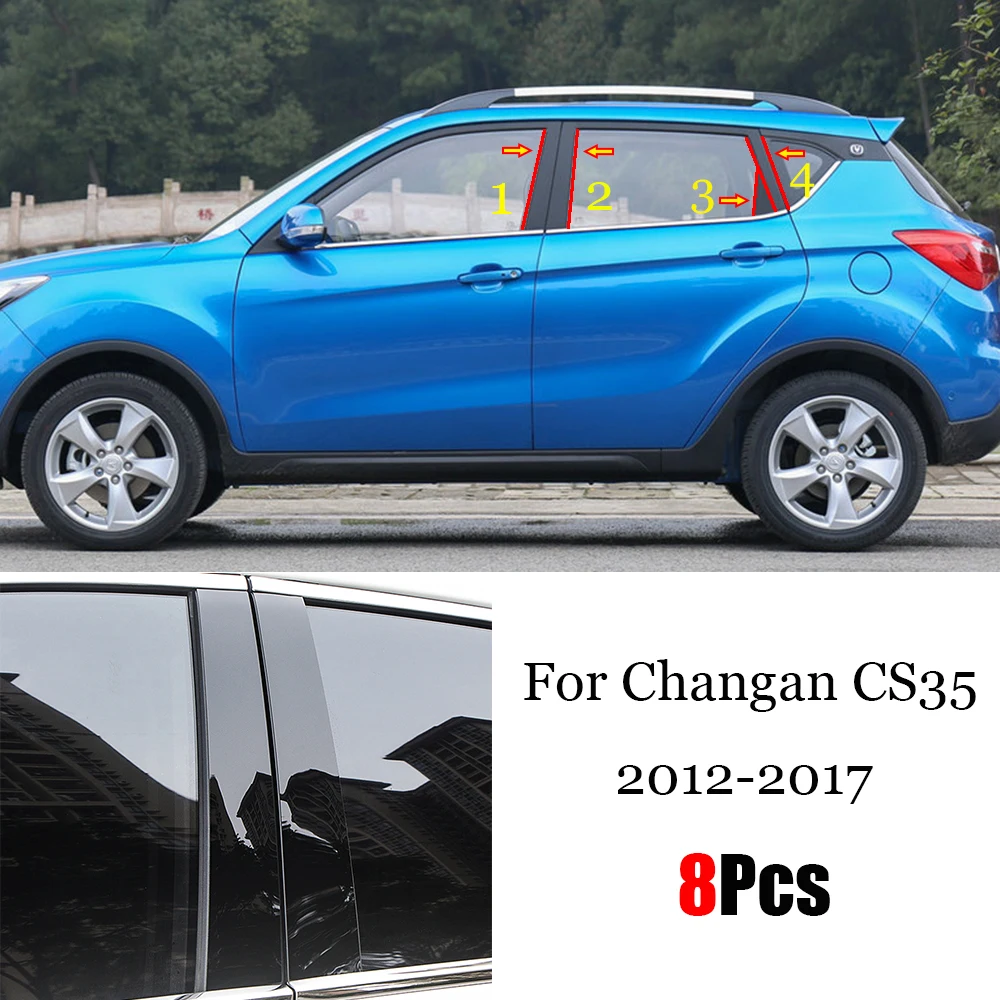 

New Arrival 8PCS Window Trim Cover BC Column Sticker Fit For Changan CS35 2012 - 2017 Polished Pillar Posts