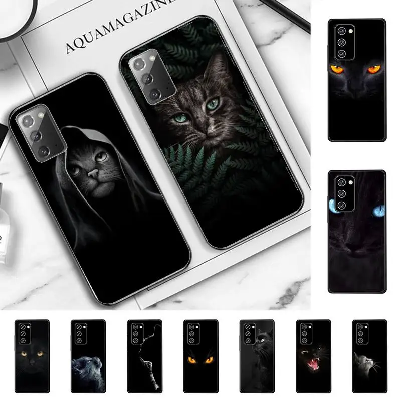 

Black Cat Staring Eye Phone Case for Samsung Note 5 7 8 9 10 20 pro plus lite ultra A21 12 72