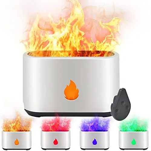 

Humidificador Ultrasónico Difusor con Efecto Llama, 200ML Difusor Aceites Esenciales Difusor De Aromas con Llama LED de 4 Color