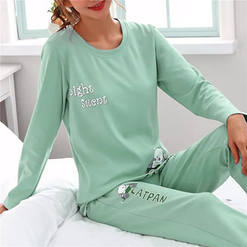 

Women's Cotton Pajamas Big Size Sleepwear Sets Woman 2 Pieces Pajamas Spring Autumn Female Couples Loungewear Suit Home Clothes