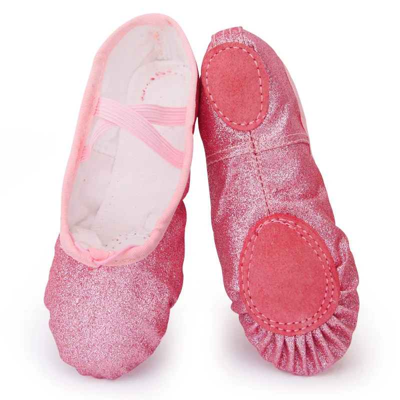 USHINE Glitter Ballet Dance Shoes Yoga Gym Flat Slippers Pink Blue Rose Red Colors Ballet Dance Shoes for Girls Children Women