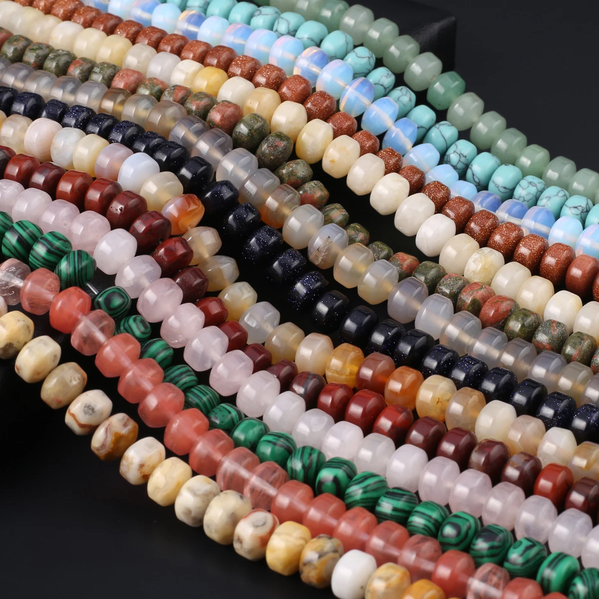 

Natural Stone Bead Flat Round Loose Turquoise Rose Quartzs Bead for Jewelry Making DIY Women Necklace Bracelet Accessories