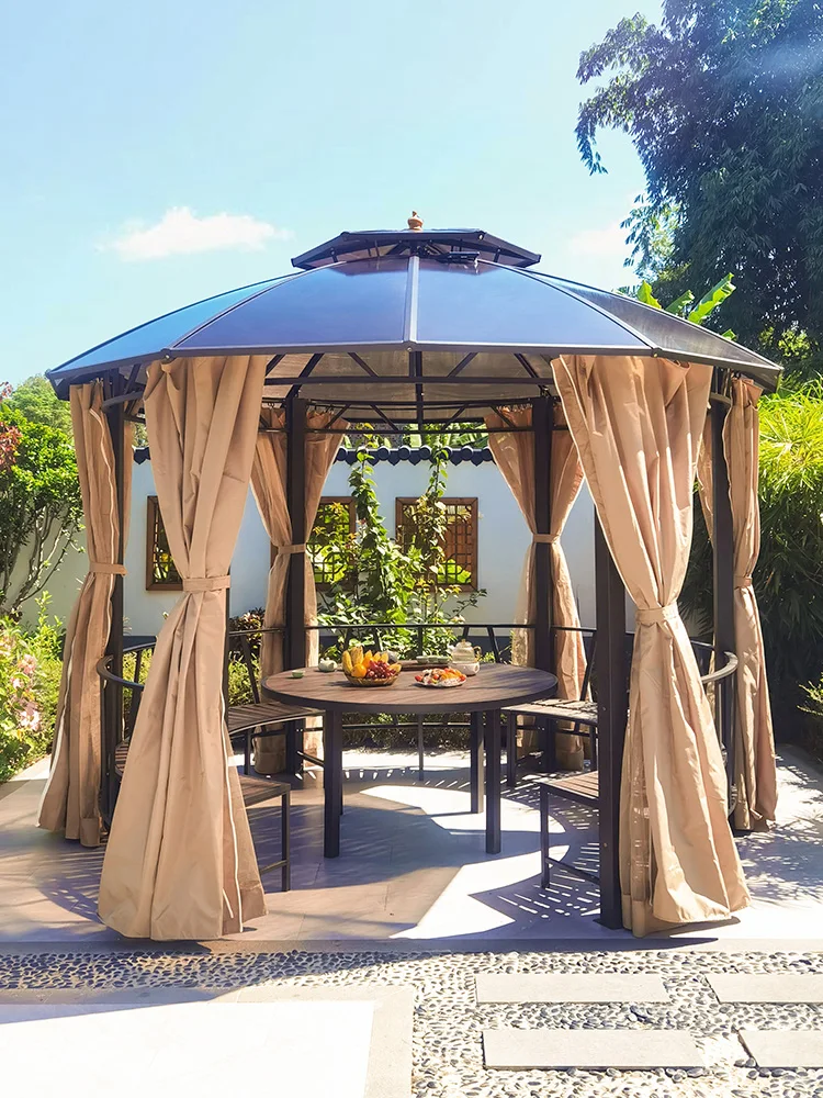 

Outdoor sun panel windproof and waterproof pavilion villa courtyard garden barbecue leisure Roman awning awning