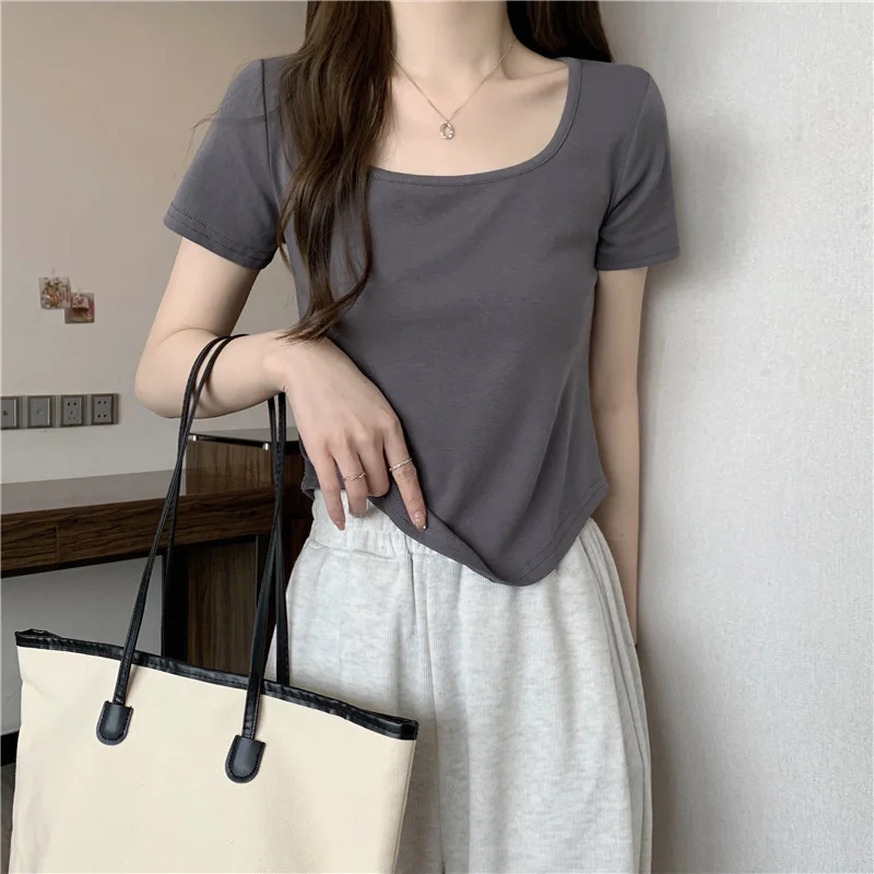 Рубашка из чистого кружева с круглым краем и коротким рукавом женская летняя