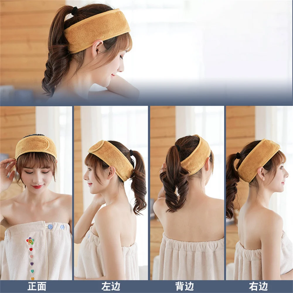 Soft Toweling Hair Accessories Girls Headbands for Face Washing Bath Makeup Hair Band for Women Adjustable SPA Facial Headband images - 6