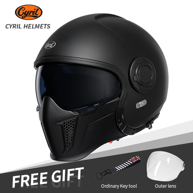 Мотоциклетный шлем Cyril Casco защитный в стиле ретро с сертификатом DOT для мужчин и