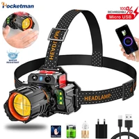 most bright led headlamp 5 switch modes head light motion activated head waterproof rechargeable headlight for camping headlamp