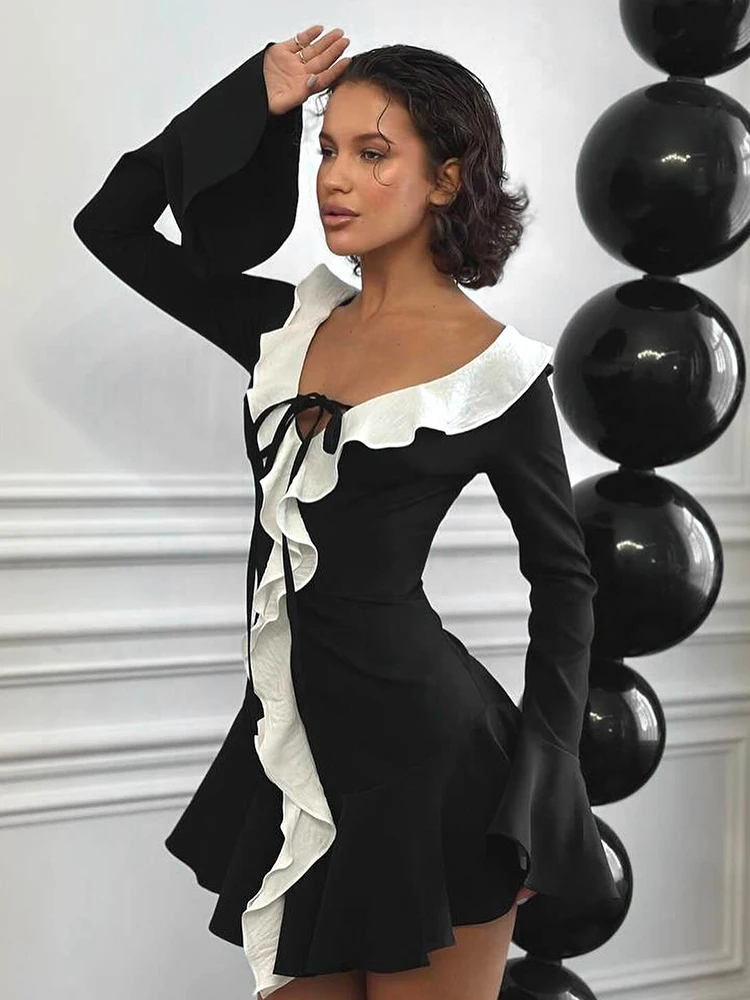 Whatiwear элегантное платье со рюшами женское бандажное с глубоким вырезом и