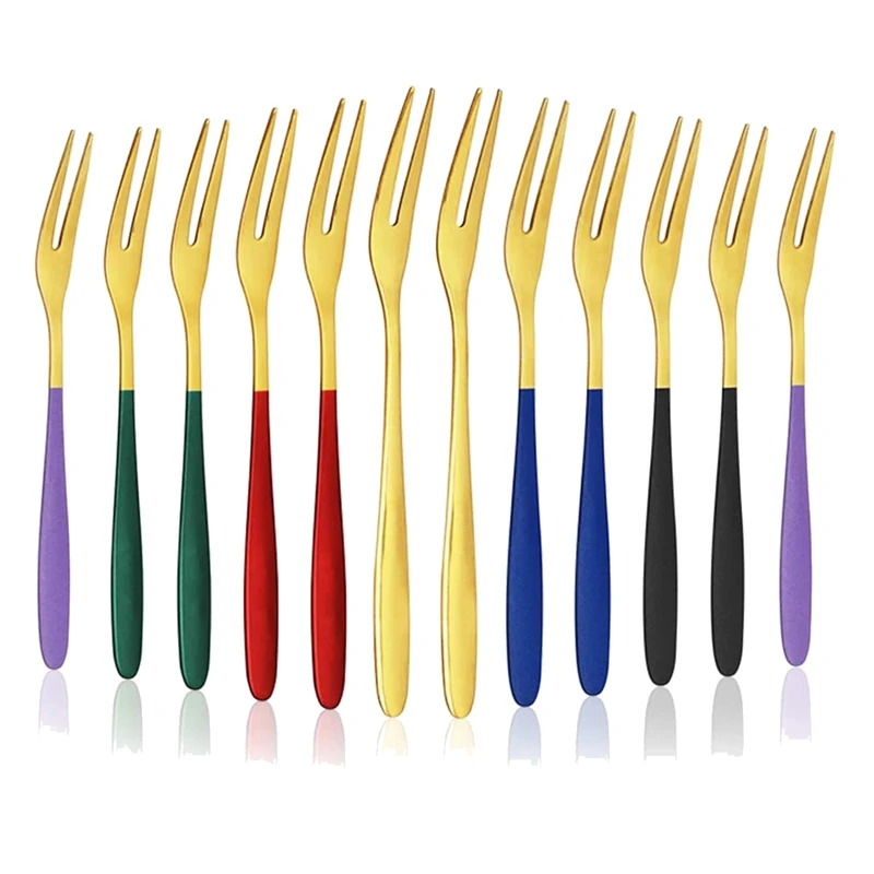 

12PCS Appetizer Dessert Forks,Stainless Steel Fruit Forks Mini Salad Fruit Fork for Party Cocktail Dessert Fruit Cakes