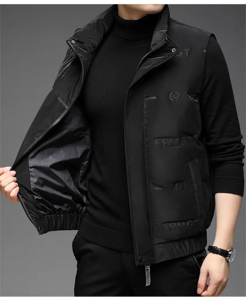 골프웨어 Куртки для гольфа Жилет мужчин Куртка на молнии утином пуху Толстые