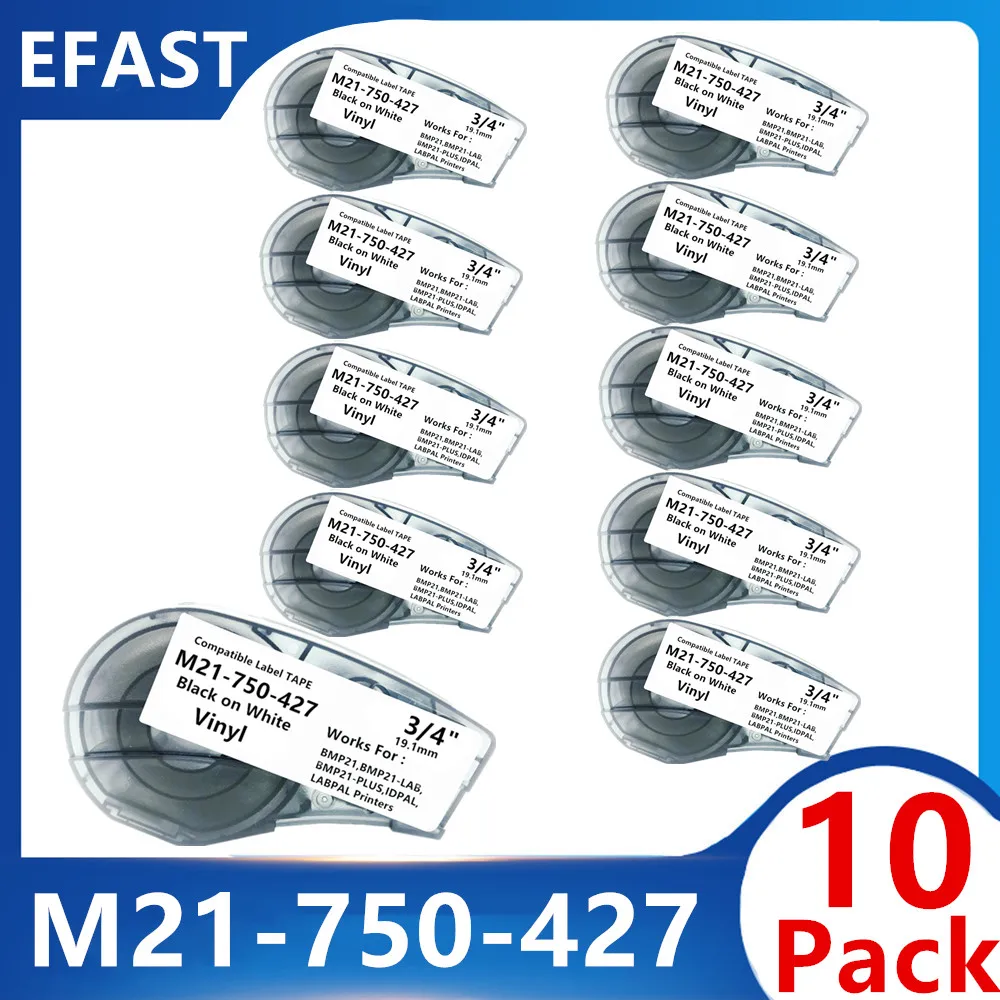 

10PK Replacement M21-750-427 Label Tape Ribbon For Use in BMP21 PLUS,For Control Panels,Electrical Panels,Datacom Cable Labeling