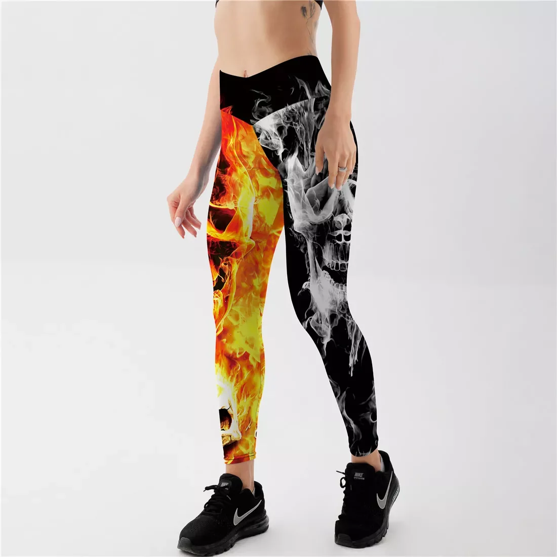 

2022NEW New Summer Women Pants Leggings Firing Skull Skeleton Personality Print Trendy Street Wear Social Clothes