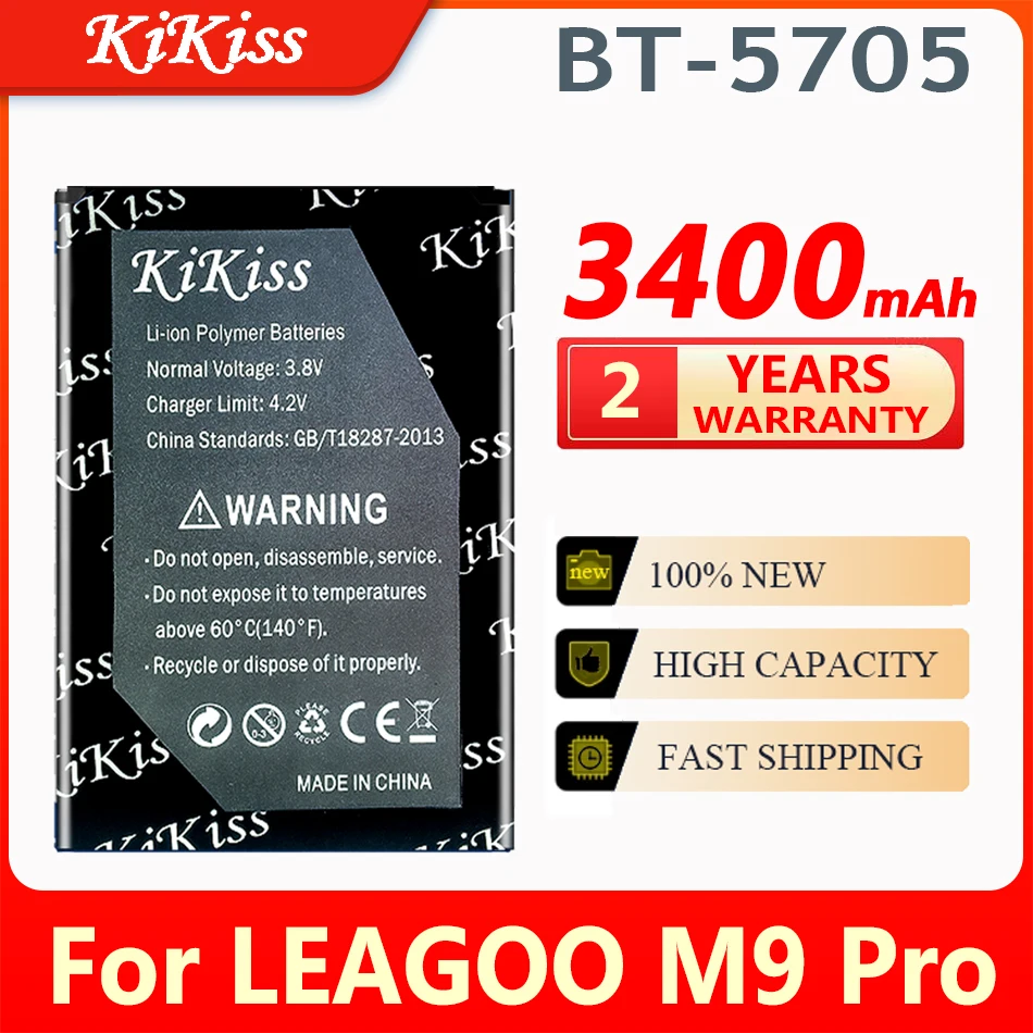 

KiKiss 3400mAh Rechargeable Battery BT-5705 For LEAGOO M9 Pro M9Pro BT5705 BT-5705 Mobile Phone ACCU Spare Battery