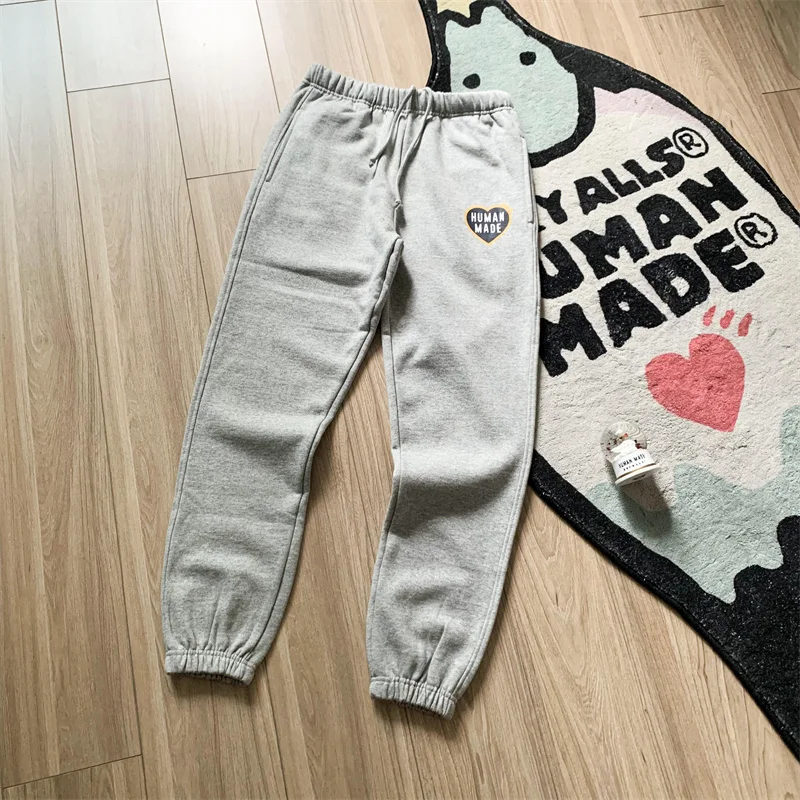 

HUMAN MADE Classic Heart Shaped Men And Women Lovers Apring Autumn Plush Leggings Loose Casual Pants