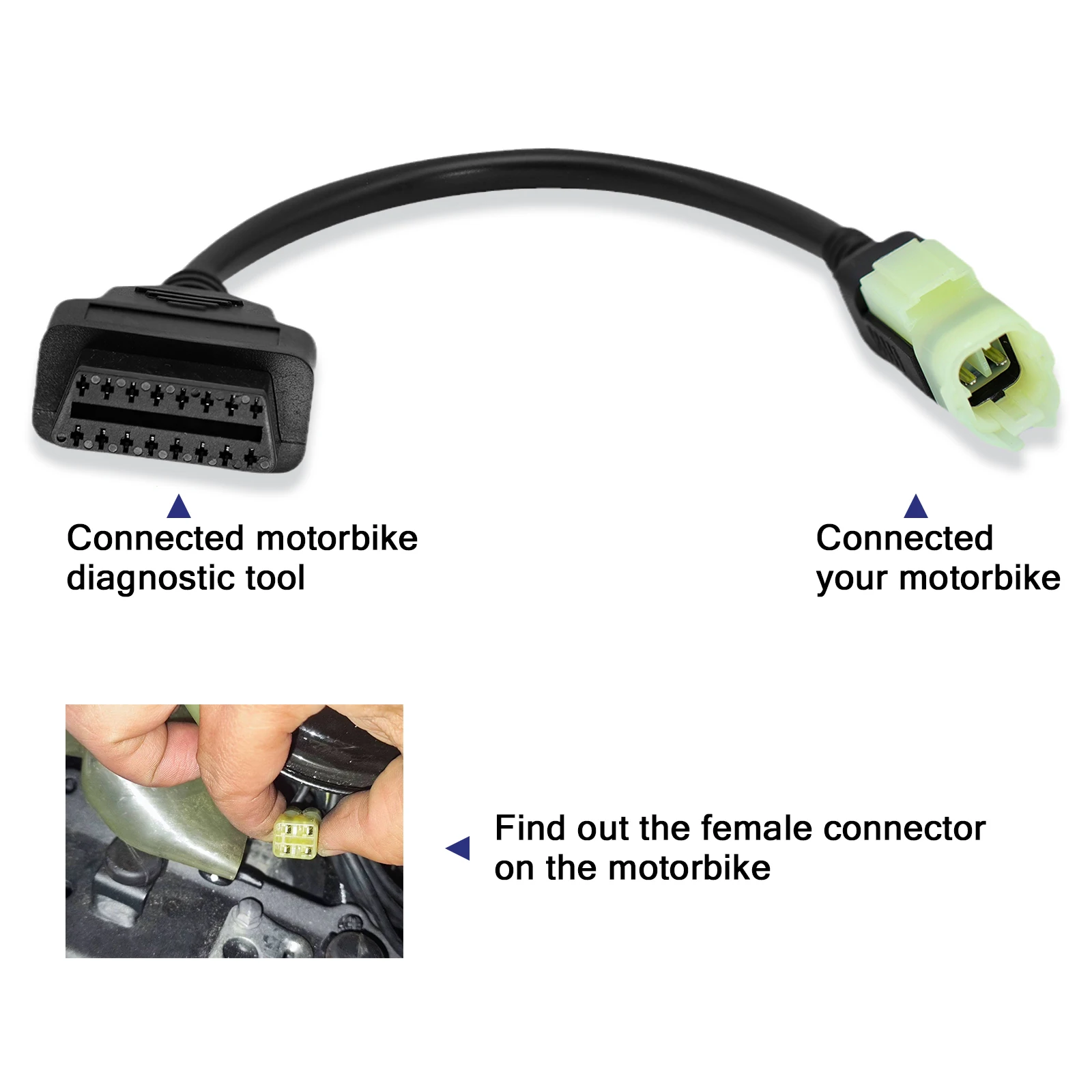 

4-контактный адаптер OBD2 для Kawasaki Z250 Z650 Z1000 ER6N EX650F Ninja400 ZX6R ZX10R ZX1000 мотоциклетный OBD диагностический соединительный кабель