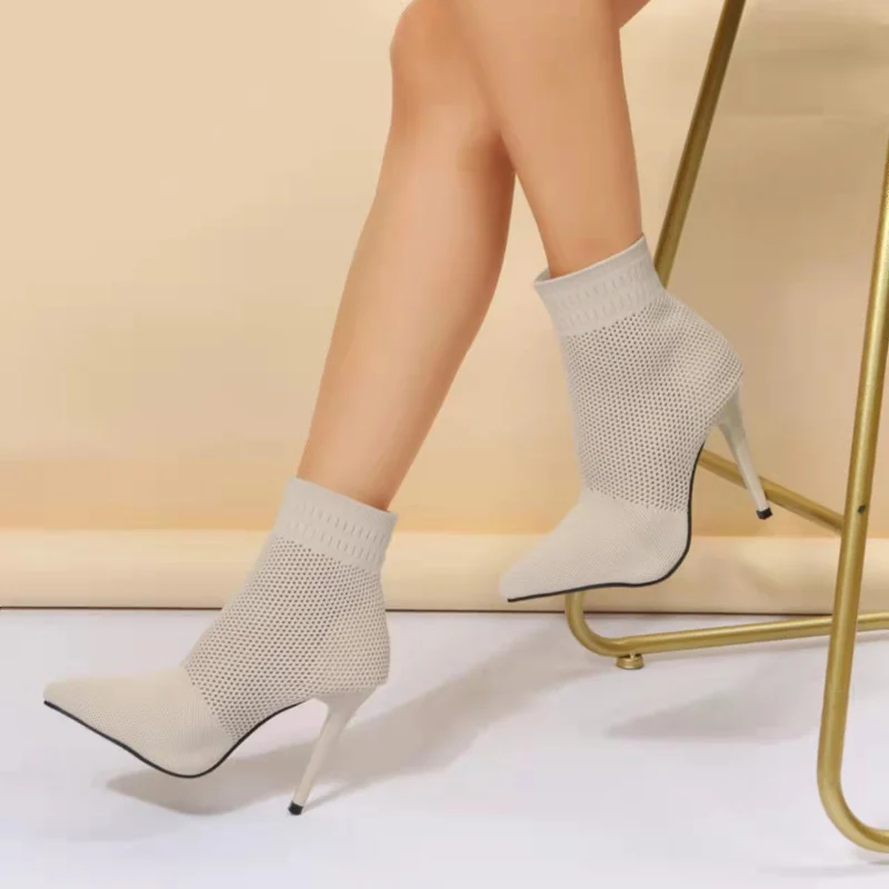 2022 New Winter Sexy Socks Boots Knitted Elastic Boots High Heels Women's Retro Shoes Autumn Ankle Boots Short Boots Women 35-43