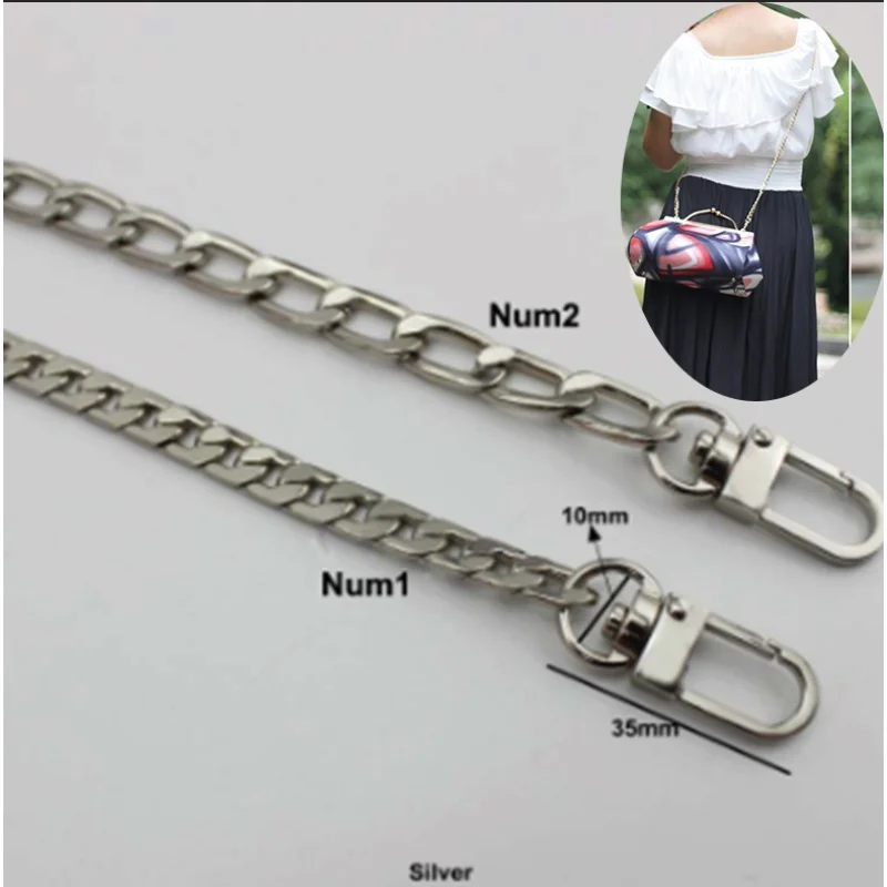 120CM 130CM 10mm 7.5mmW Metal Purse Chain Strap Handle Replacement Handbag Shoulder Bag Chain Accessories Gold/Silver/Black
