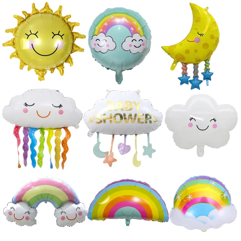 

Smiling Rainbow Cloud Sky Moon Star Aluminum Film Balloon Baby Shower Children's Day Party Globos Home Decoration