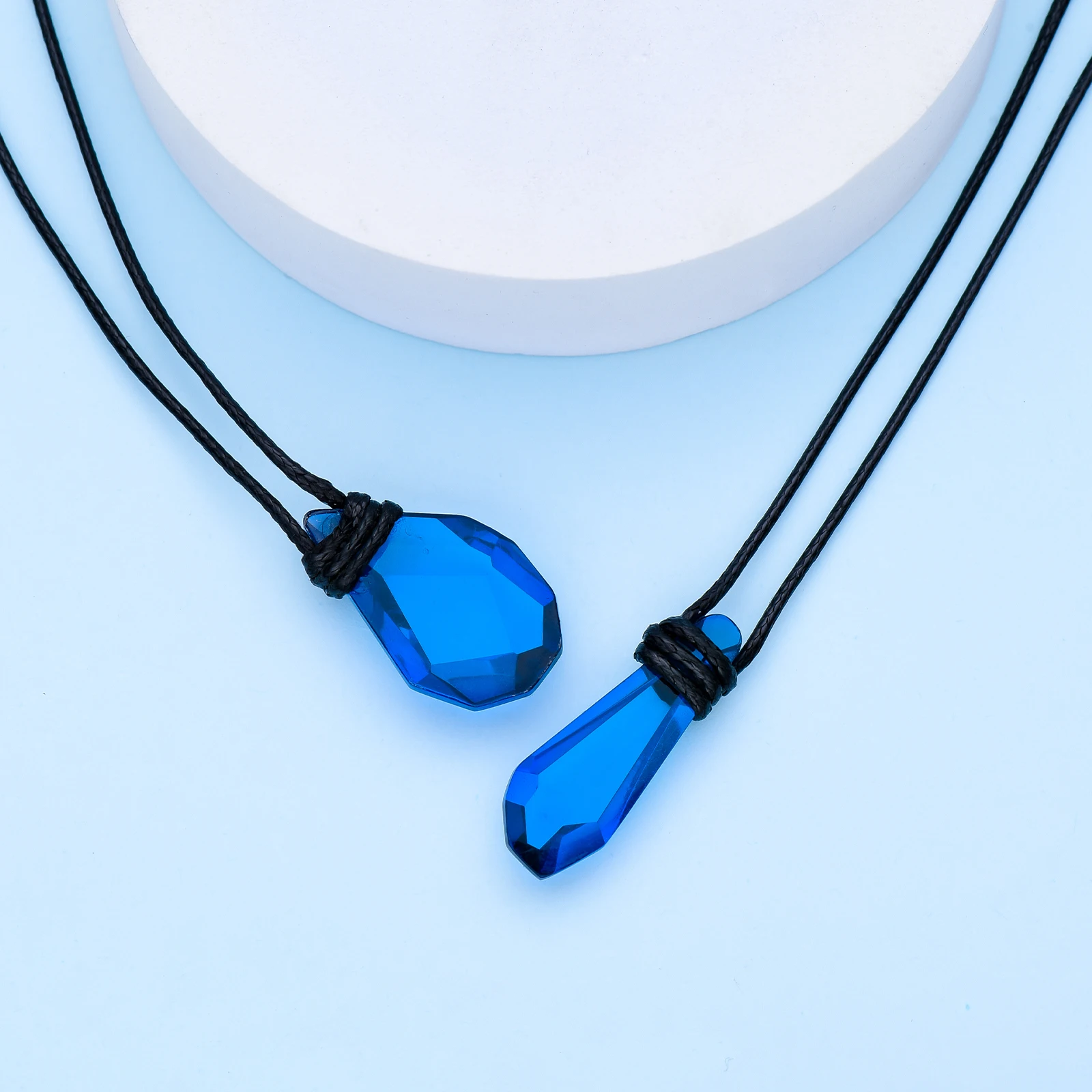 H2o Mermaid Blue Crystal Necklace Beauty Geometric Girly Pendant Rope Chain Necklaces Jewelry for Women Birthday Gifts