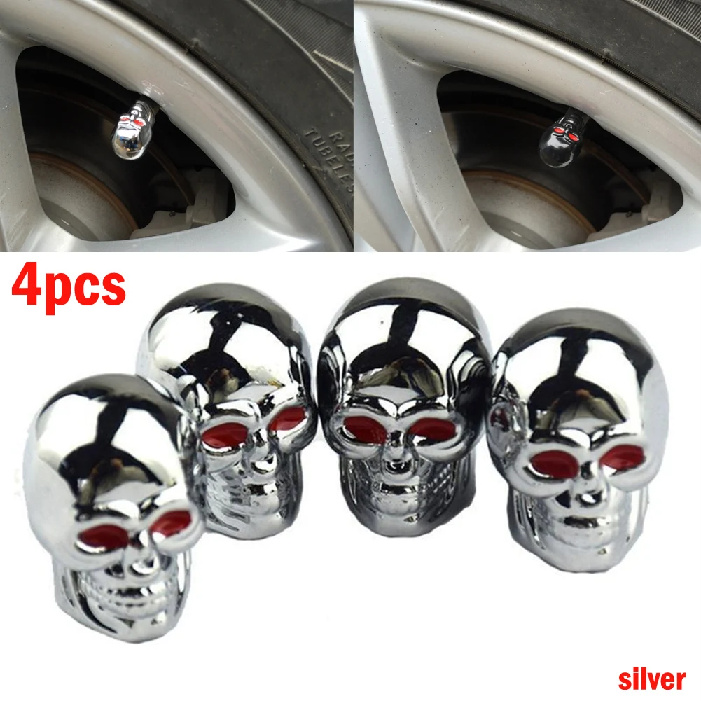 

4Pcs/Set Universal Car Skull Style Antirust Copper Core Motorcycle Bike Car Wheel Tyre Tires Valve Stem Caps Free Shipping