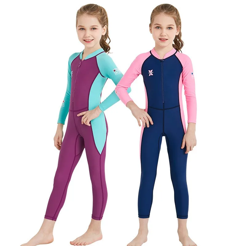 Summer Children Wetsuits Outdoor Quick-Drying Sun Protection Diving Suits Long Sleeved One-Piece Swimsuit Kids Swimwears