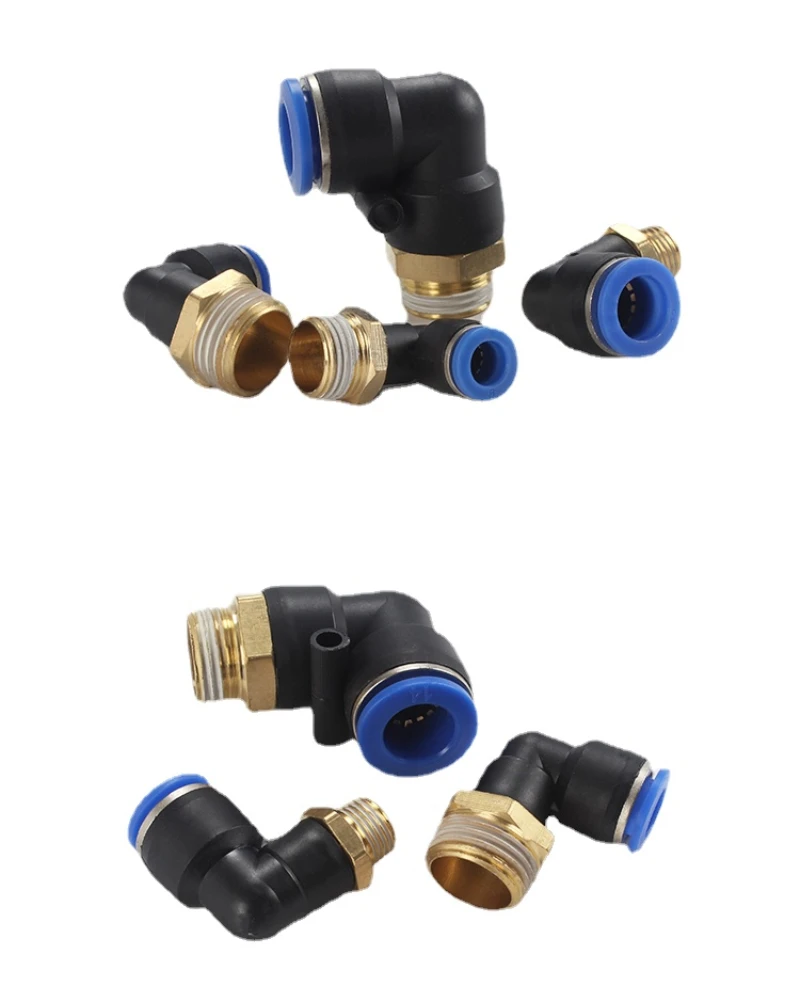 

PL4-M5 PL6-M5 PL14 PL16 Pneumatic Male Elbow Connector Tube Air Push In Fitting M5 1/4'' 3/8'' 3/4"
