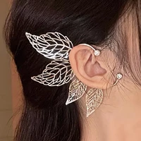 hollow wind leaves ear hook no piercing ear cuff earrings for women gold silver color ear cuffs clip earring fairy cos jewelry
