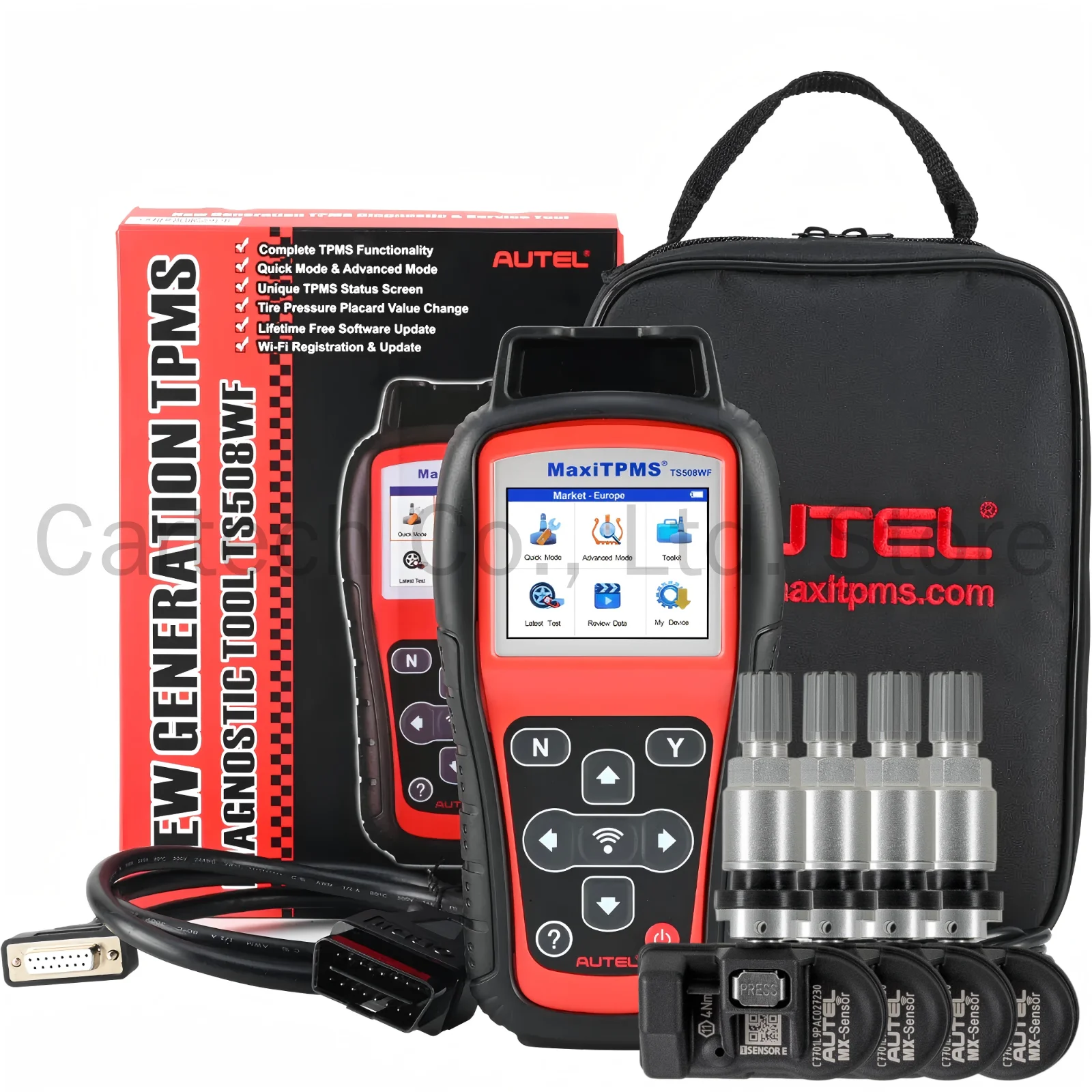 

2025 AUTEL MaxiTPMS TS508WF Усовершенствованный сервисный инструмент TPMS Получите бесплатно 4 датчика MX (315/433 МГц)