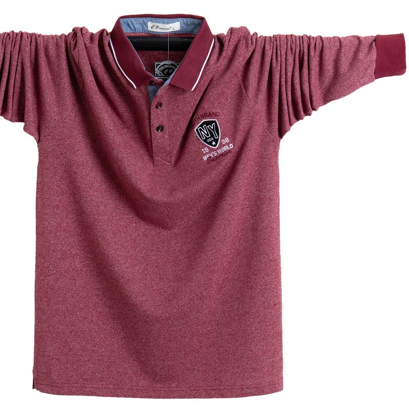 

2020 _ Мужская футболка с отложным воротником, Мужская футболка с длинным рукавом для полных мужчин, Осень-зима 5103