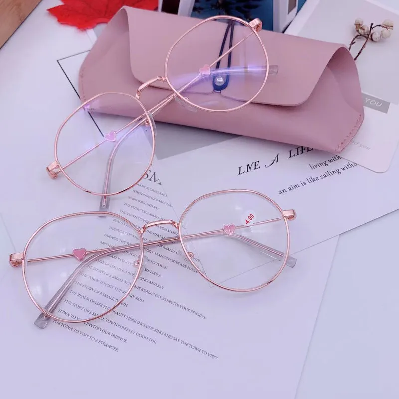 

2022 Anti Blue Light Optical Glasses Cute Metal Vintage Glasses Frame Eyeglasses Retro Eyewear Fake Glasses