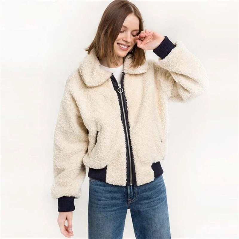 Autumn Retro faux mink leather jacket womens winter thicken warm fur leather coat woman loose jackets fashion casual clothes