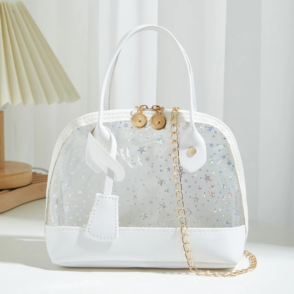 

2022 shell jelly bag Fashion Girls portable one shoulder Candy Bag PVC Hot Sale Colorful Chain Jelly Bag Lady Handbag